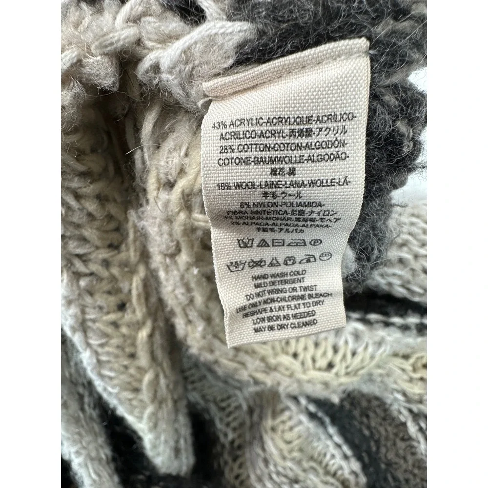 Free People Striped Sweater Womens Medium Grey Oversized Chunky Knit Pullover